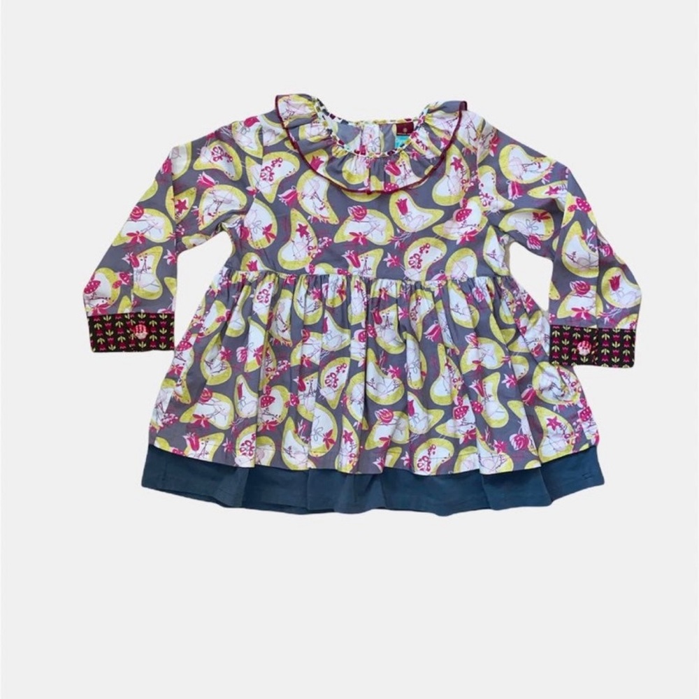 Matilda Jane Noel Long Sleeve Gray Multicolor Relaxed Fit Swing Top Size 8